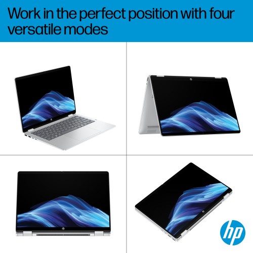 HP OmniBook 5 Flip 2-in-1 Laptop 14-fp0001nax Intel® Core™ i5 i5-1334U 35.6 cm (14") Touchscreen 2K 16 GB LPDDR5-SDRAM 512 GB SSD Wi-Fi 6 (802.11ax) Windows 11 Home Silver