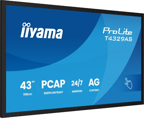 iiyama T4329AS-B1AG computer monitor 108 cm (42.5") 3840 x 2160 pixels 4K Ultra HD LED Touchscreen Black