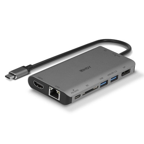 Lindy DST-Mini XT, USB-C Laptop Mini Docking Station with Single Display (4K) or Dual Display (Full HD) and 100W Pass-Through Charging