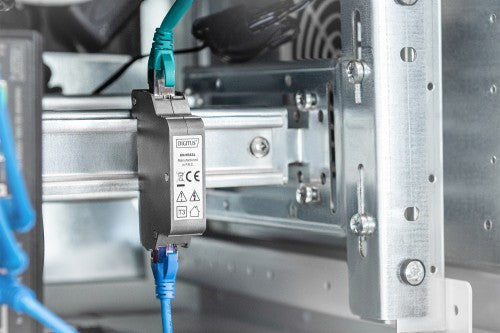Digitus PoE surge protector (RJ45), DIN rail installation, indoor