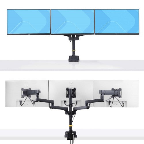 StarTech.com Triple Monitor Desk Mount For Up To Three 27in Screens, VESA 75x75/100x100, Tool-Less Arm Adjustments, C-Clamp/Grommet Mount, Spring-Assisted Arms