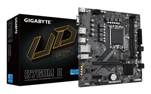 GIGABYTE B760M E Motherboard - Supports 14th Gen. Intel Core CPUs, 6+1+1 phases VRM, up to 7200MHz DDR5 (OC), 2xPCIe 4.0 M.2, 1 GbE LAN, USB 3.2 Gen 1