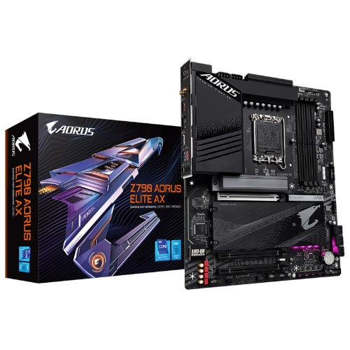GIGABYTE Z790 AORUS ELITE AX Motherboard - Supports Intel Core 14th CPUs, 16*+2+１ Phases Digital VRM, up to 7600MHz DDR5 (OC), 4xPCIe 4.0 M.2, Wi-Fi 6E, 2.5GbE LAN, USB 3.2 Gen 2x2