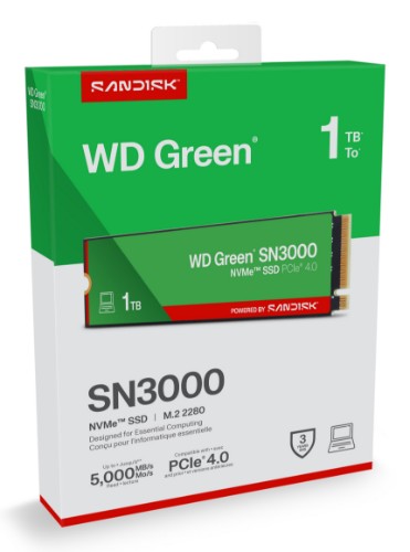 Western Digital Green WD ™ SN3000 NVMe™ SSD POWERED BY SANDISK 1 TB