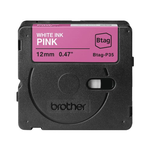 Brother BTAG-P35 DirectLabel-etikettes white on pink 12mm x 4m for Brother Btag 12mm