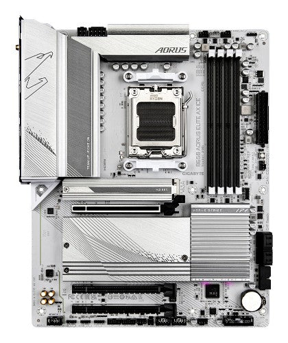 GIGABYTE B650 AORUS ELITE AX ICE Motherboard - Supports AMD Ryzen 9000 CPUs, 12+2+2 Phases Digital VRM, up to 8000MHz DDR5 (OC), 1xPCIe 5.0 + 2xPCIe 4.0 M.2, Wi-Fi 6E, 2.5GbE LAN, USB 3.2 Gen 2x2
