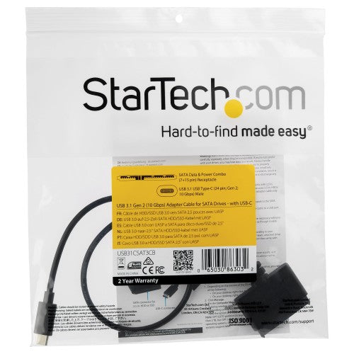 StarTech.com USB 3.1 (10Gbps) Adapter Cable for 2.5” SATA Drives - USB-C