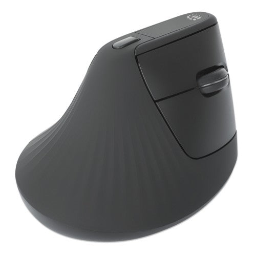 Manhattan Ergonomic Vertical Wireless Mouse (Right Handed), Black, Adjustable 800/1200/1600dpi, 2.4Ghz (effective range up to 10m), Six Button with Scroll Wheel, Nano USB-A receiver, AA battery (included), Three Year Warranty