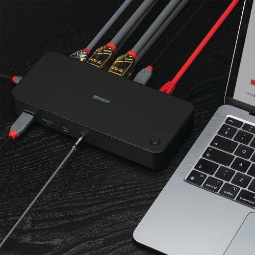 Lindy DST-Pro Universal, USB-C and Type A Hybrid Laptop Docking Station - 4K HDMI, 2x4K (DP or HDMI)