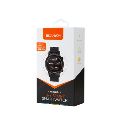 Canyon CNS-SW82BB smartwatch / sport watch 3.3 cm (1.3") 240 x 240 pixels Touchscreen Black GPS (satellite)