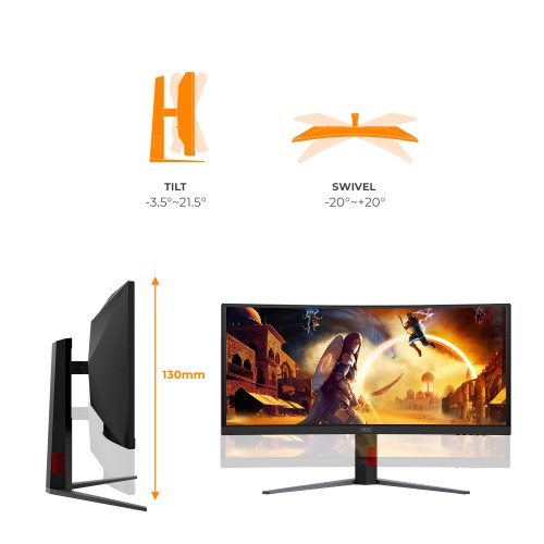 AOC G4 CU34G4ZCA computer monitor 86.4 cm (34") 3440 x 1440 pixels Black, Red