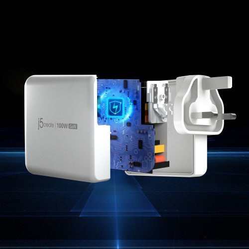 j5create JUP53100 100W GaN USB-C® 5-Port Charger