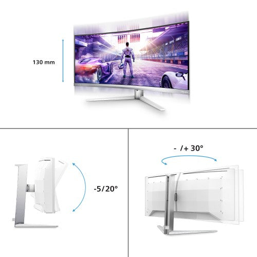 Philips 34M2C8600P computer monitor 86.4 cm (34") 3440 x 1440 pixels UltraWide Quad HD OLED White