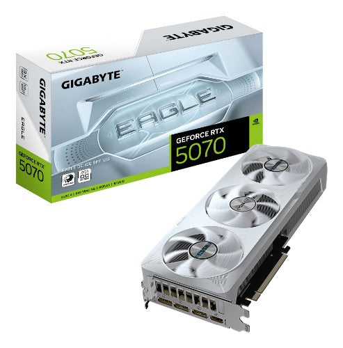GIGABYTE GeForce RTX 5070 EAGLE OC ICE SFF 12G Graphics Card - 12GB GDDR7, 192bit, PCI-E 5.0, 2587 MHz Core Clock, 3 x DP 2.1a, 1 x HDMI 2.1b, NVIDIA DLSS 4, GV-N5070EAGLEOC ICE-12GD