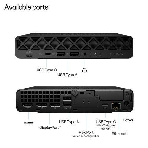 HP EliteDesk 8 Mini G1i AI Intel Core Ultra 5 235T 16 GB DDR5-SDRAM 512 GB SSD Windows 11 Pro Mini PC AI PC Black