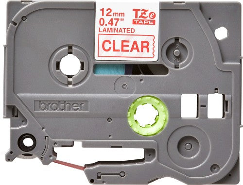 Brother TZE-132 DirectLabel red on Transparent Laminat 12mm x 8m for Brother P-Touch TZ 3.5-18mm/6-12mm/6-18mm/6-24mm/6-36mm