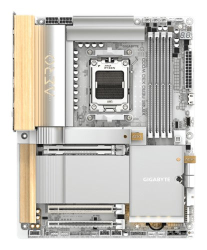 GIGABYTE X870E AERO X3D WOOD Motherboard - Supports AMD Ryzen 9000 CPUs, 16+2+2 Phases Digital VRM, up to 9000Hz DDR5 (OC), 2xPCIe 5.0 + 2xPCIe 4.0, Wi-Fi 7, 5GbE LAN, USB 4