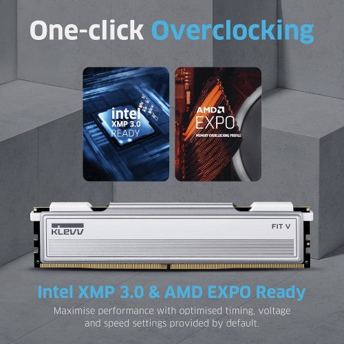 Klevv 32GB (2X16GB) 6000MHz CL30 DDR5 GAMING RAM MODULE 30-36-36-76 1.35V FIT V KIT