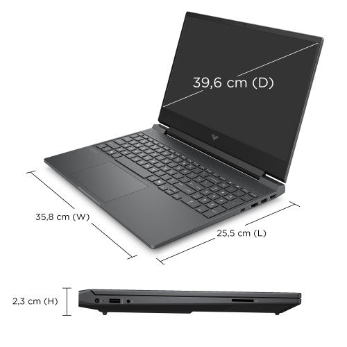 HP Victus Gaming 15-fb3002na AMD Ryzen™ 5 8645HS Laptop 39.6 cm (15.6") Full HD 16 GB DDR5-SDRAM 512 GB SSD NVIDIA GeForce RTX 4050 Wi-Fi 6 (802.11ax) Windows 11 Home AI PC Black