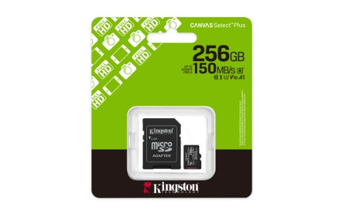 Kingston Technology 256GB microSDXC Canvas Select Plus Gen3 150MB/s A1 Card + Adapter