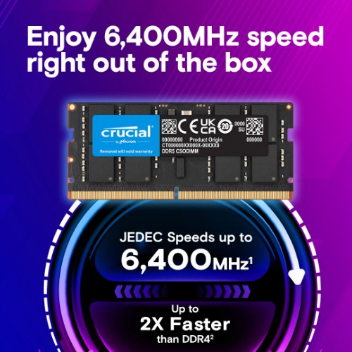 Crucial CT16G64C52CS5 memory module 16 GB 1 x 16 GB DDR5 6400 MT/s 262-pin SO-DIMM