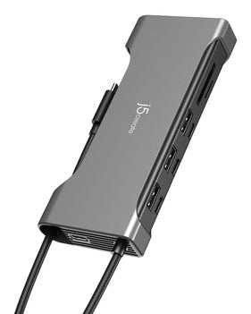 j5create JCD367 Flexible Ports USB-C® Dual 4K60 HDMI™ Hub - Pro 12-in-1, Black/Grey