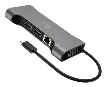 j5create JCD367 Flexible Ports USB-C® Dual 4K60 HDMI™ Hub - Pro 12-in-1, Black/Grey