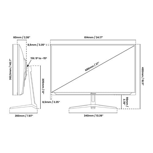 Arozzi Nova 27“ IPS 260Hz - Gaming Monitor computer monitor 68.6 cm (27") 2560 x 1440 pixels Quad HD LED White