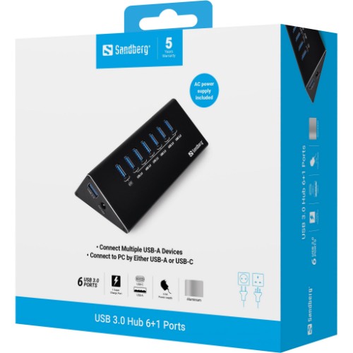 Sandberg USB 3.0 Hub 6+1 ports