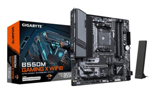 GIGABYTE B550M GAMING X WIFI6 Motherboard - AMD Ryzen 5000 CPUs, 5+3 Phases VRM, up to 3200MHz DDR4, 1xPCIe 4.0 + 1xPCIe 3.0 M.2, Wi-Fi 6, 1GbE LAN, USB 3.2 Gen 1