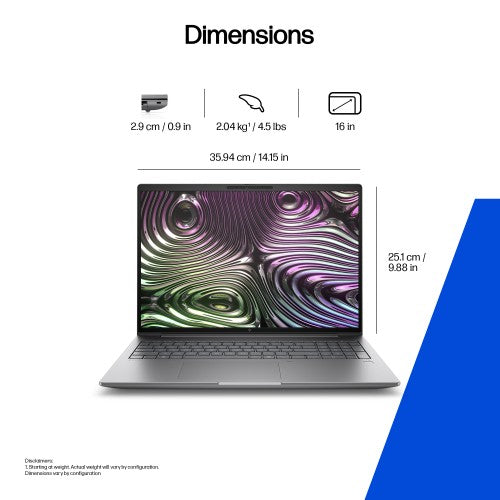 HP Zbook X G1i 16 inch Mobile Workstation PC Wolf Pro Security Edition - Data Science Intel Core Ultra 7 265HX 40.6 cm (16") 2.5K 64 GB DDR5-SDRAM 1 TB SSD NVIDIA RTX PRO 1000 Blackwell Wi-Fi 7 (802.11be) Windows 11 Pro AI Workstation, AI PC Silver