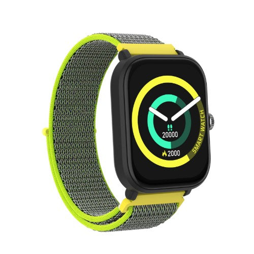 Entity AERO SMARTWATCH YELLOW NYLON 5.11 cm (2.01") TFT 48.7 mm Digital 240 x 296 pixels Touchscreen Black