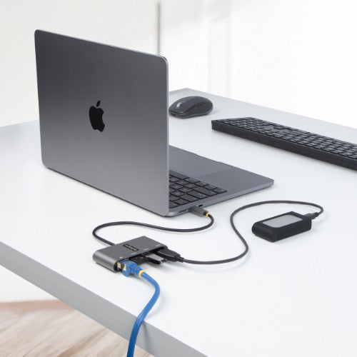 StarTech.com 3-Port USB-C Hub with Ethernet - 3x USB-A - Gigabit Ethernet - USB 3.0 5Gbps - Bus-Powered - 1ft/30cm Long USB Type-C Host Cable - GbE - Portable USB-C to USB-A Hub