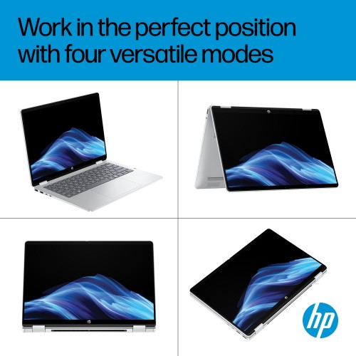 HP OmniBook 5 Flip 2-in-1 Laptop 14-fp0001nax Intel® Core™ i5 i5-1334U 35.6 cm (14") Touchscreen 2K 16 GB LPDDR5-SDRAM 512 GB SSD Wi-Fi 6 (802.11ax) Windows 11 Home Silver