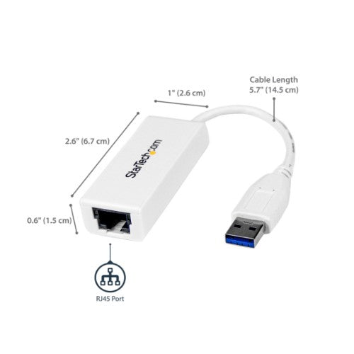 StarTech.com USB 3.0 to Gigabit Ethernet Network Adapter, 10/100/1000 Mbps, USB to RJ45, USB 3.0 to LAN Adapter, USB 3.0 Ethernet Adapter (GbE), TAA Complaint