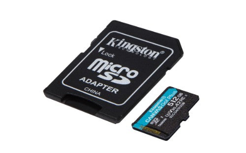 Kingston Technology 512GB microSDXC Canvas Go Plus Gen4 200MB/s A2 U3 V30 Card + Adapter
