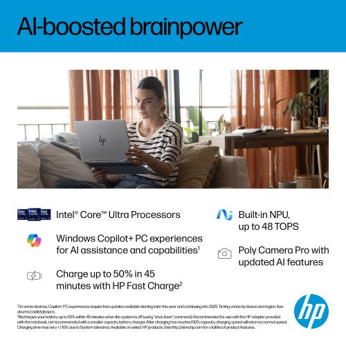 HP OmniBook X FlipNGAI 16-as0004na Copilot+ PC Intel Core Ultra 5 226V Hybrid (2-in-1) 40.6 cm (16") Touchscreen 2K 16 GB LPDDR5x-SDRAM 512 GB SSD Wi-Fi 7 (802.11be) Windows 11 Home Silver