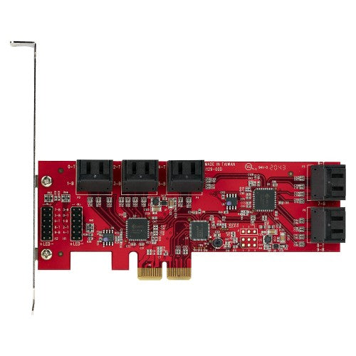StarTech.com SATA PCIe Card - 10 Port PCIe SATA Expansion Card - 6Gbps - Low/Full Profile - Stacked SATA Connectors - ASM1062 Non-Raid - PCI Express to SATA Converter/Adapter