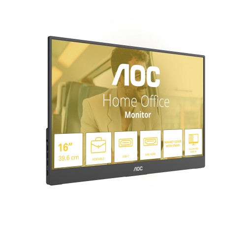 AOC 16T20E2 portable TV/monitor Portable monitor Black 39.6 cm (15.6") LED 1920 x 1080 pixels