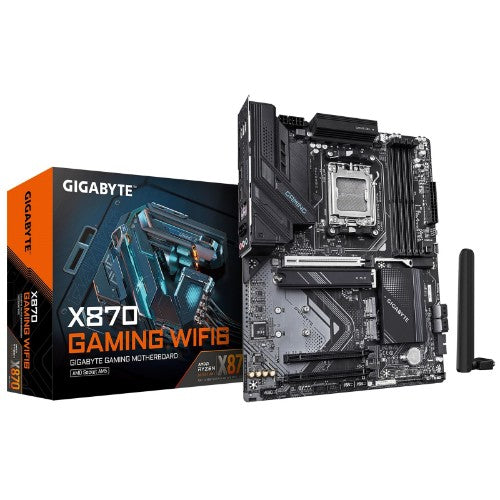 GIGABYTE X870 GAMING WIFI6 Motherboard - Supports AMD Ryzen 9000 CPUs, 8+2+2 phases VRM, up to 8000MHz DDR5 (OC), 1xPCIe 5.0 + 2xPCIe 4.0, Wi-Fi 6, 2.5GbE LAN, USB 4