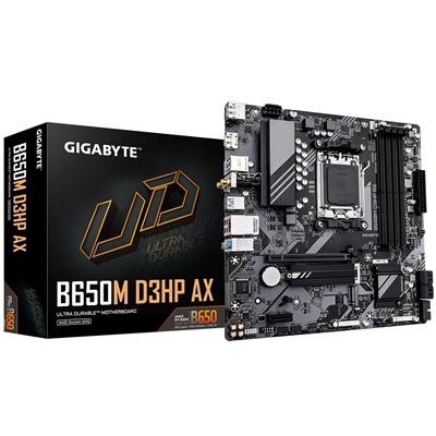 GIGABYTE B650M D3HP AX Motherboard - AMD Ryzen 9000 Series CPUs, 5+2+2 Phases VRM, up to 8000MHz DDR5 (OC), 2xPCIe 4.0 M.2, WIFI 6E, 2.5GbE LAN, USB 3.2 Gen 1