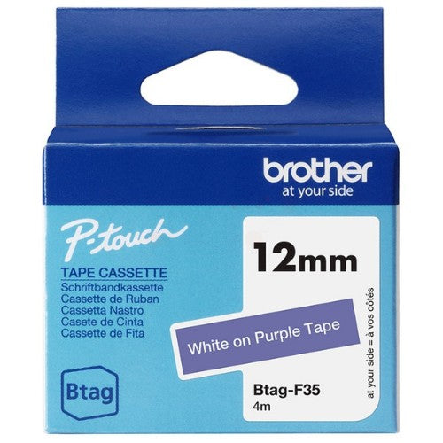 Brother BTAG-F35 DirectLabel-etikettes white on violet 12mm x 4m for Brother Btag 12mm