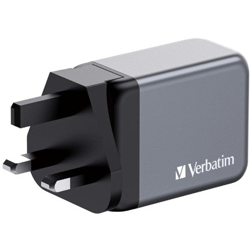 Verbatim GNC-65 GaN Charger 65W with 2 x USB-C PD 65W / 1 x USB-A QC 3.0 (EU/UK/US)