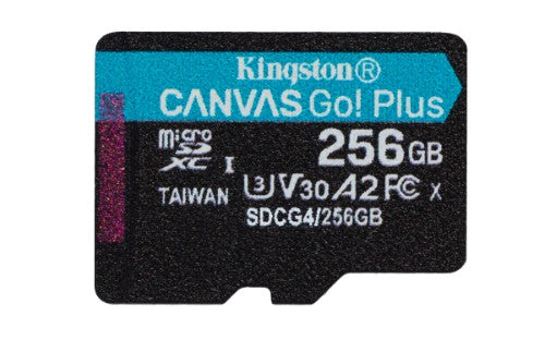 Kingston Technology 256GB microSDXC Canvas Go Plus Gen4 200MB/s A2 U3 V30 Card + Adapter