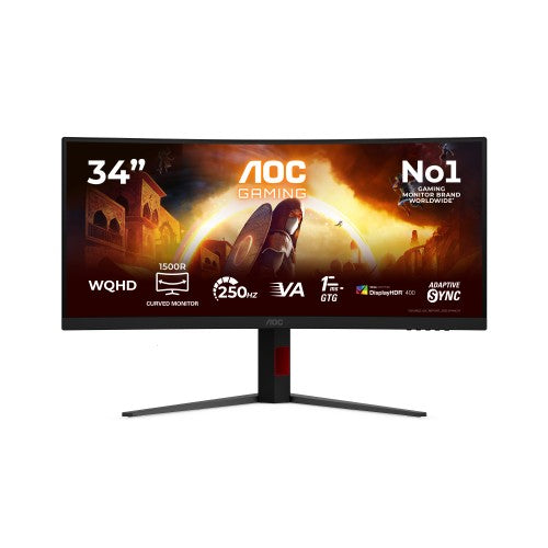 AOC G4 CU34G4ZCA computer monitor 86.4 cm (34") 3440 x 1440 pixels Black, Red