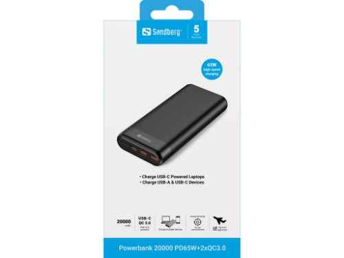 Sandberg Powerbank 20000 PD65W+2xQC3.0