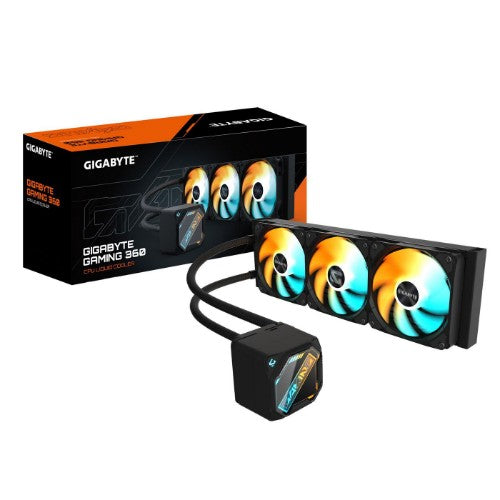 GIGABYTE GAMING 360 Liquid CPU Cooler- 3x120mm ARGB Fans, slide-in interlocking mechanism, DAISY-CHAIN, Intel LGA 1851 and AMD AM5 Compatible