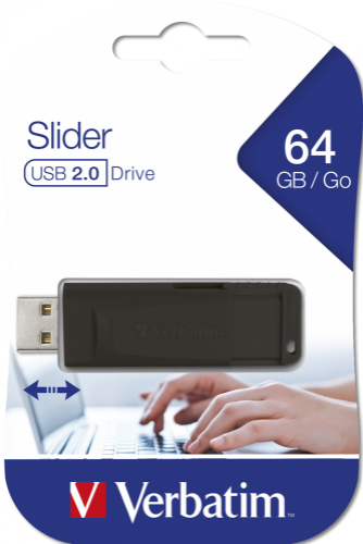 Verbatim Slider - USB Drive 64 GB - Black
