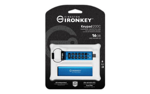 Kingston Technology IronKey 16GB USB-C Keypad 200C, FIPS 140-3 Lvl 3 AES-256