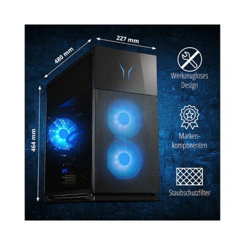 ERAZER Hunter X35 (MD 340029) UK AMD Ryzen™ 7 9800X3D 32 GB DDR5-SDRAM 2 TB SSD NVIDIA GeForce RTX 5080 Windows 11 Home Desktop PC Black